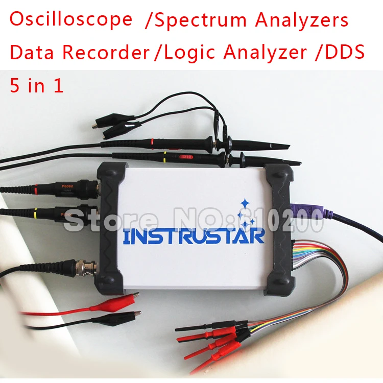 

NEW 5 in 1 Multifunction USB oscilloscope + Spectrum Analyzers + Data Recorder + 16 CH Logic Analyzer+ 20MHz DDS Signal source