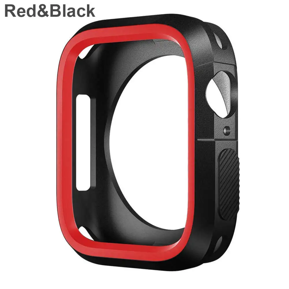 red black Модный Двухцветный силиконовый чехол для Apple Watch Series 1/2/3, чехол с рамкой, полная защита 42 мм, 38 мм, для i Watch 4, чехол 4 - Цвет: red black