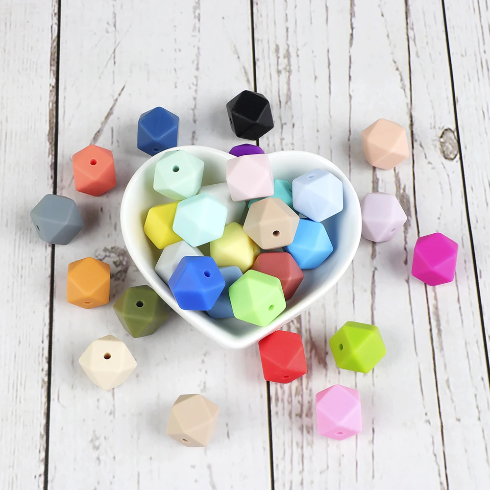 BOBO.BOX Wholesale 100pcs/lot Hexagon Beads Silicone Baby Teether Perle BPA Free DIY Necklace Pacifier Chain Baby Teething Care