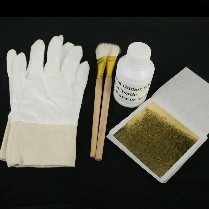 

DIY 500sheets Taiwan imitation gold leaf, one bottle gilding glue and gilding tools for craft decoration