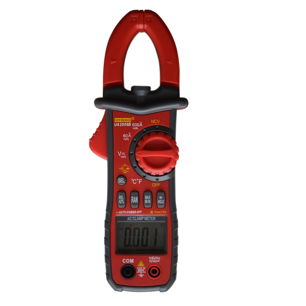 

LIXF-UYIGAO UA2008B Handheld Digital LCD Clamp Meter Multimeter DC/AC Voltage AC Current Resistance Temperature Frequency Duty