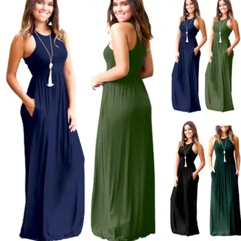 

Women Boho Long Maxi Casual Dress Evening Party Beach Dresses Summer Sundress
