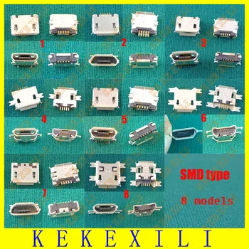 

80X SMD type 8 kinds Micro USB Jack Tablet MID Smartphone Mobile Phone Charging Socket tail plug 5p Common used