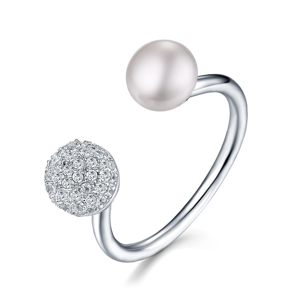 ALLNOEL Pearl Ring Silver Real Pure 925 Sterling Silver White Gold Engagement Pearl Rings Natural Pearls Jewelry For Women 2019  (2)