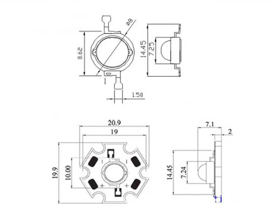 100 шт./лот Высокая мощность 3 Вт 180-200LM 3,2-3,6 В Белая светодиодная лампа 6000-6500K