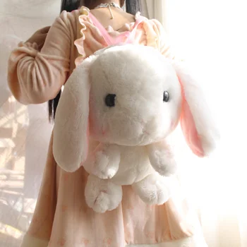 

Japanese Anime LOLITA Women Plush Backpacks Cute Rabbit Bunny Girls Toy Backpack Cartoon Bag Toy Bag White Cute Fluffy Backpack