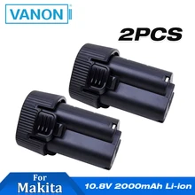 VANON 2 шт. для MAKITA 10,8 V Li-Ion 2000mAh литий-ионный аккумулятор для makita 2.0Ah LC01Z BL1013 BL1014 194550-6