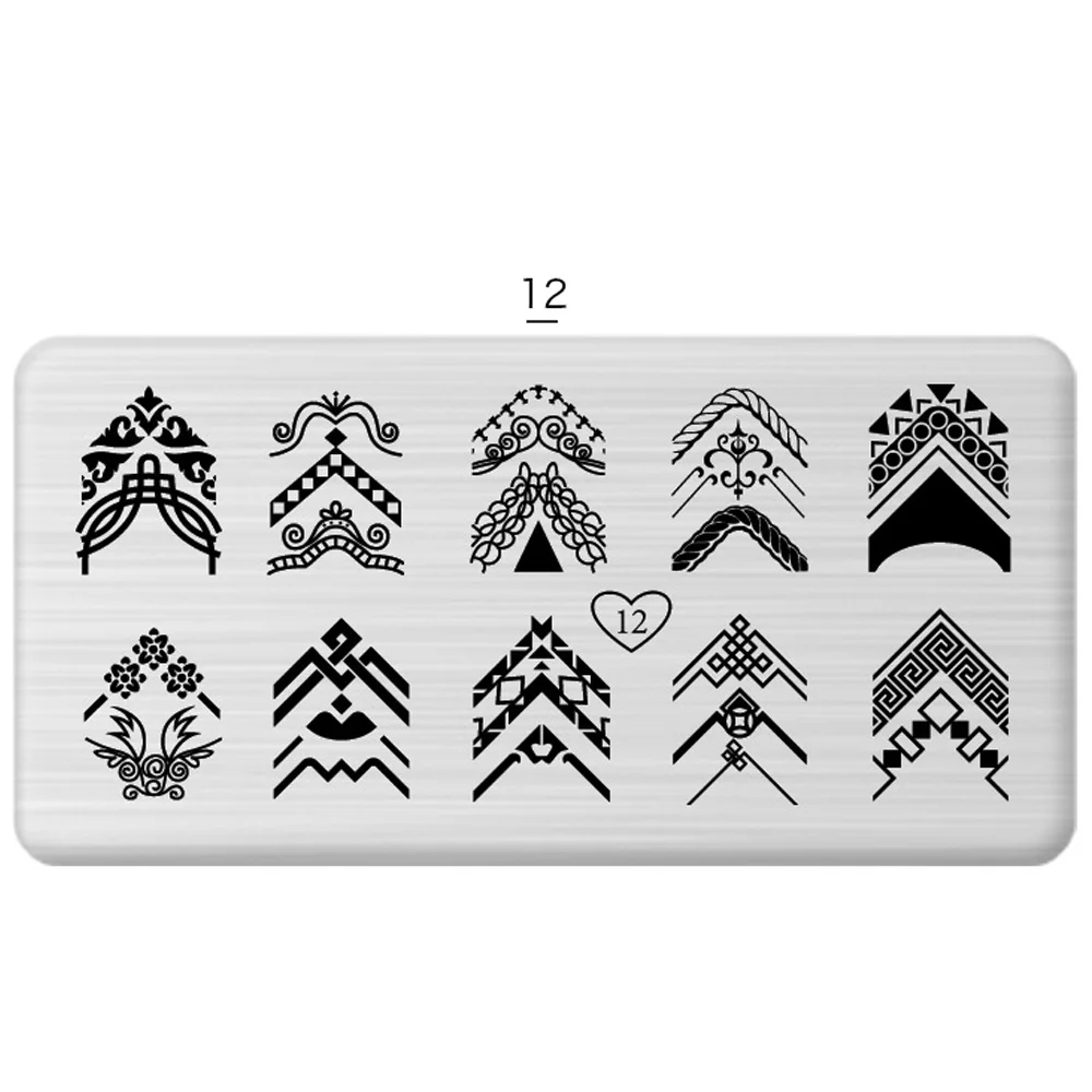 1 Pcs Nail Art Stamp 24 Styles Stamping Image Plate 6*12cm Stainless Steel Nail Template Manicure Stencil Tools - Цвет: 12