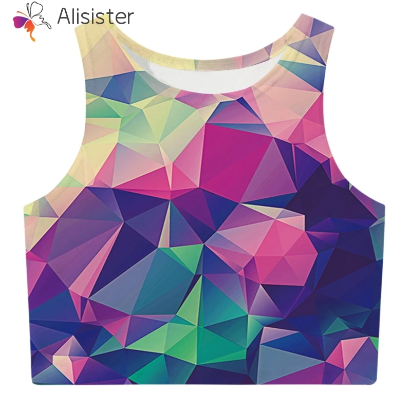 

2019 New 3d Print Tank Top Tees Women Summer Sleeveless Round Neck Slim Sexy Short Vest Tops Femal Rock Punk Casual Crop Top