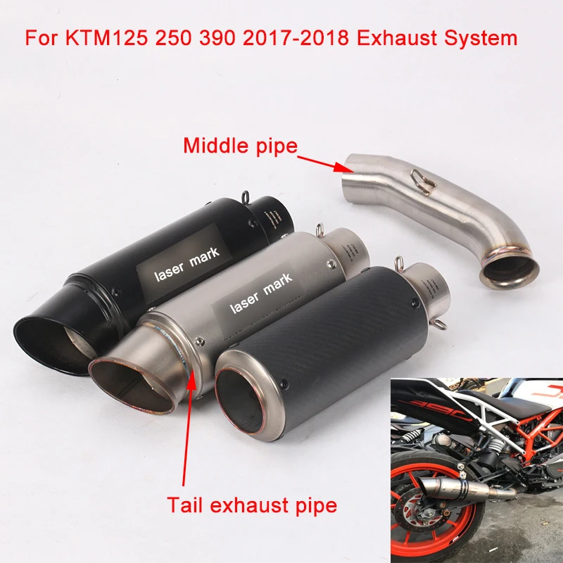 

2017 2018 Slip on for KTM DUKE250 390 RC390 Motorcycle Middle Pipe With 51mm Tail Exhaust Muffler Pipe DB Killer System