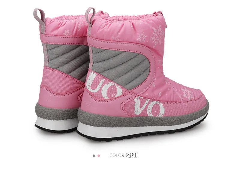 UOVO/ зимние ботинки для девочек и мальчиков, зимняя детская обувь, теплые плюшевые уличные Нескользящие ботинки для детей и больших детей, размеры 30-38