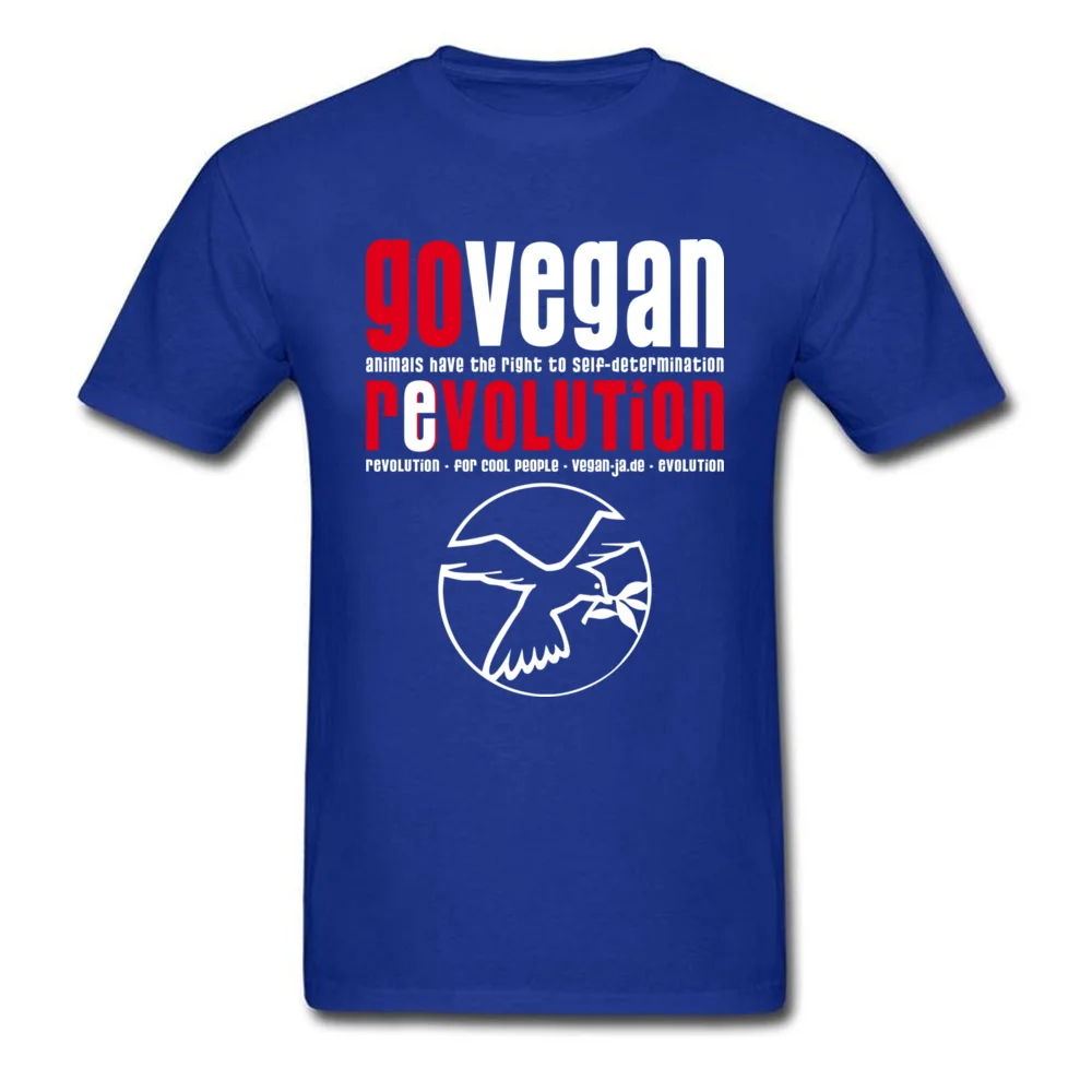GO VEGAN REVOLUTION Lovers Day Pure Cotton Crew Neck Tops & Tees Short Sleeve Customized Sweatshirts Fitted Casual T Shirts GO VEGAN REVOLUTION blue
