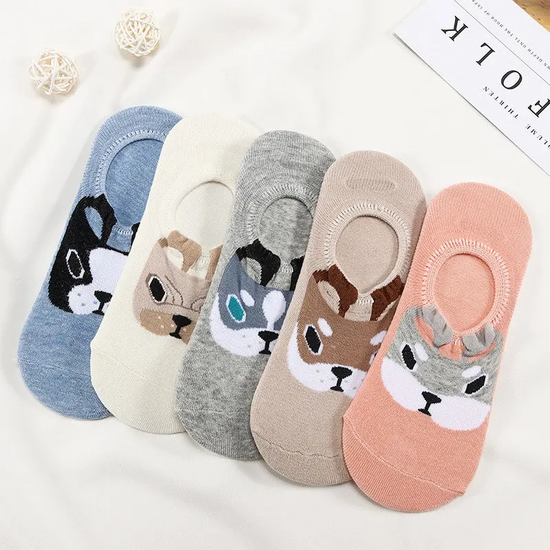 5 пар/лот, милые носки с животными в стиле Харадзюку, женские летние носки в Корейском стиле с изображением кота, медведя, кролика, забавные короткие носки, happy sox, Прямая поставка - Цвет: 4