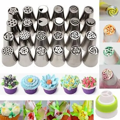 

15 Russian Tulip Rose Icing Piping Nozzles Tips Cake Decorating Baking Tool Set