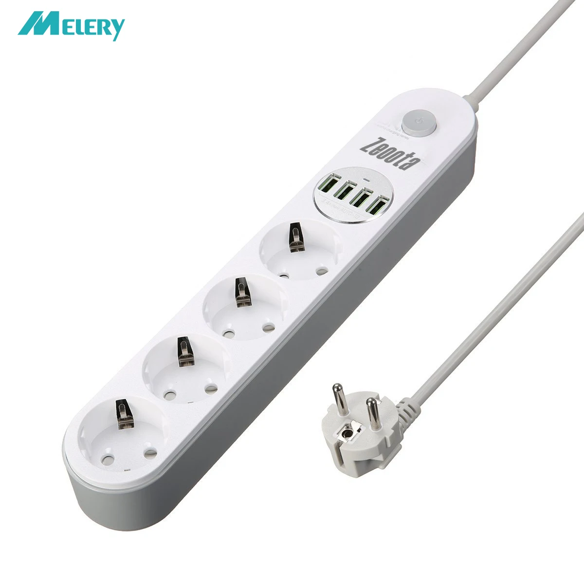 

Power Strip Multiple Sockets Switch 4 AC EU Outlet Socket with USB Charger 2500W 250V 2m Extension Cord for Smartphones Tablet
