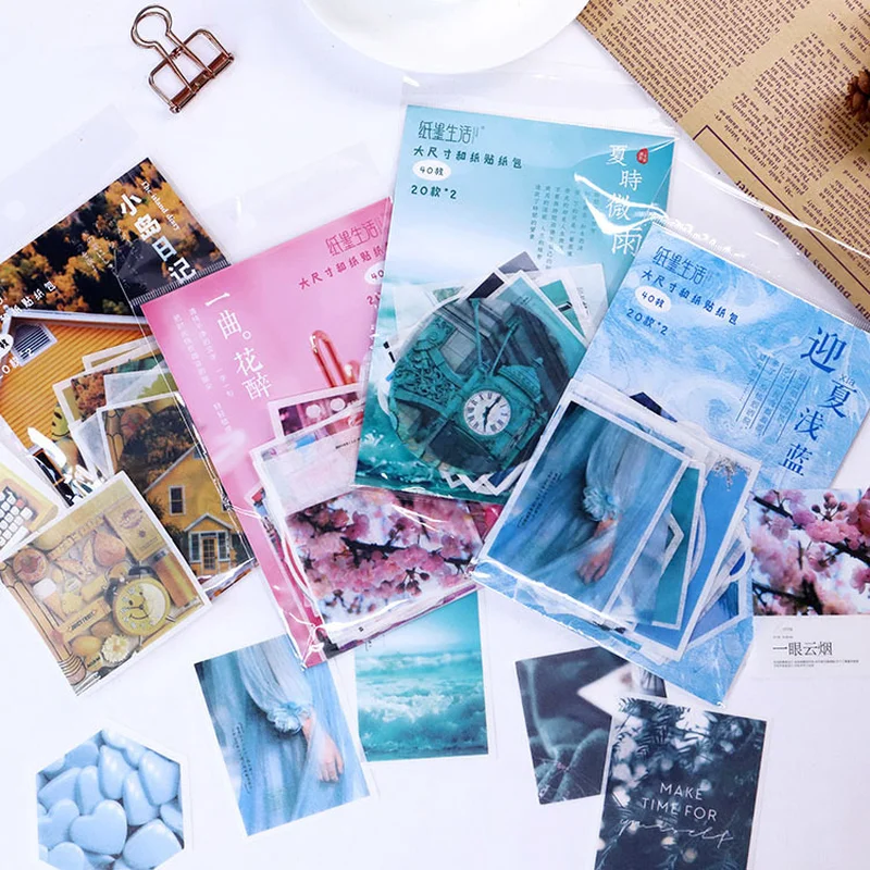 

40Pcs/pack Ins Japanese Stickers Scrapbooking Creative DIY Bullet Journal Decorative Adhesive Label Kawaii Stationery Supplies