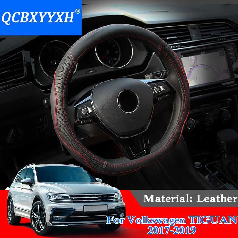 QCBXYYXH Car Styling For VW Tiguan 2017 2019 Steering Wheel Covers