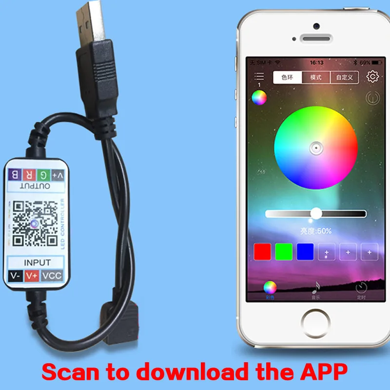 Bluetooth USB RGB Светодиодная лента пульт дистанционного управления 5 В 12 постоянного