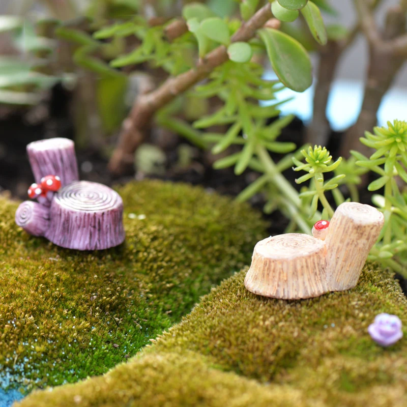 Image Hot 2pcs Selling Small Tree Stump for Miniature Garden Ornament DIY Mushroom Craft Pot Fairy Dollhouse Party Decoration 3.1*2cm