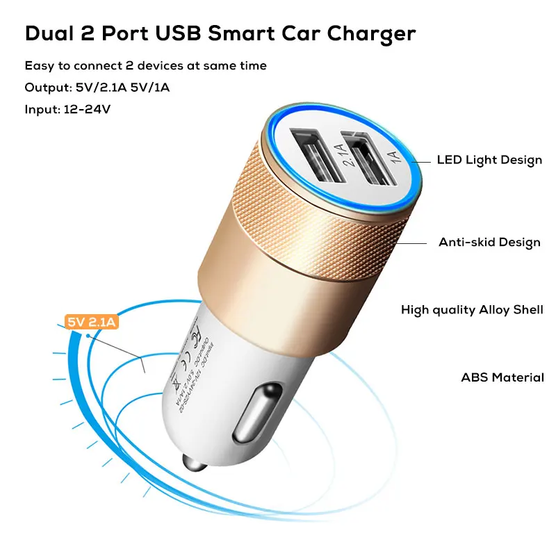 SUPTEC USB شاحن سيارة الهاتف المحمول 2A المزدوج USB سريع شاحن آيفون XS X 8 هواوي Xiaomi البسيطة محول سيارة-شاحن