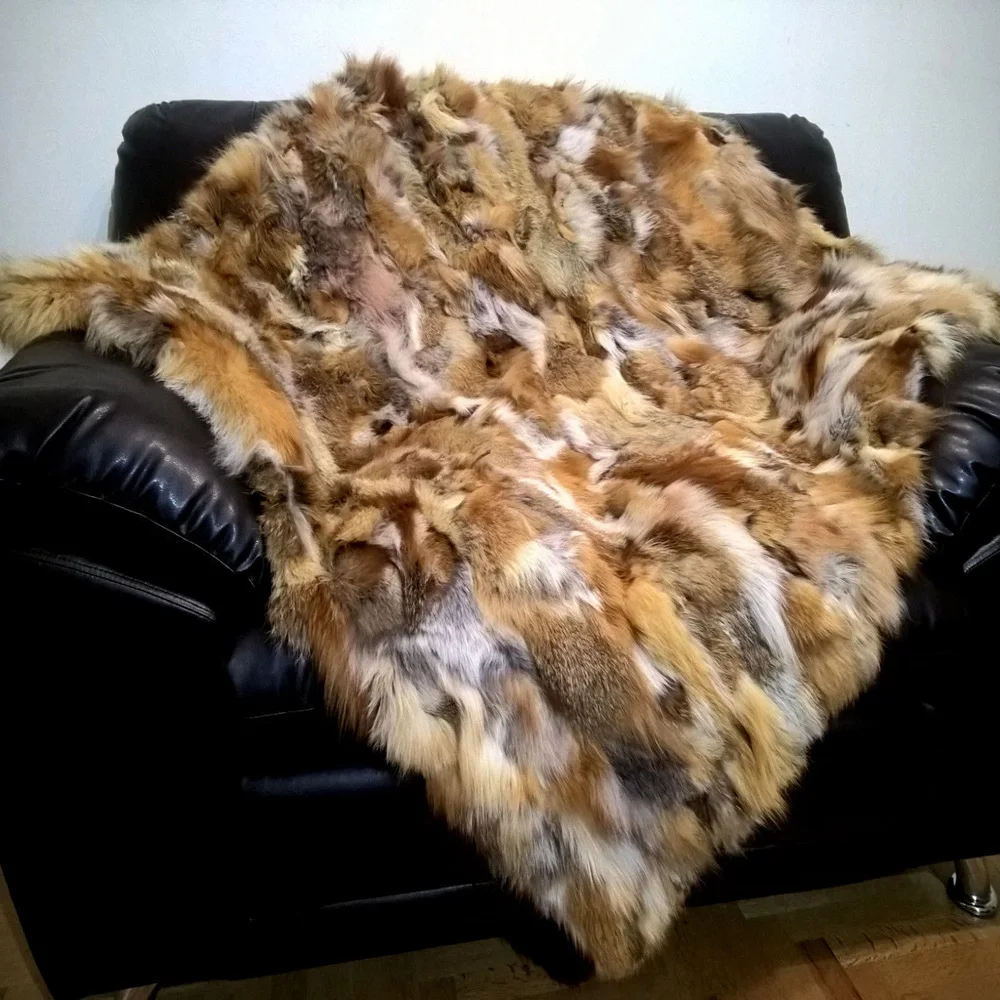 

Natural Red Fox Fur Blanket Natural Real Fur Rug Genuine Decorative Blankets For Beds Real Fur Rugs Carpets For Living Room