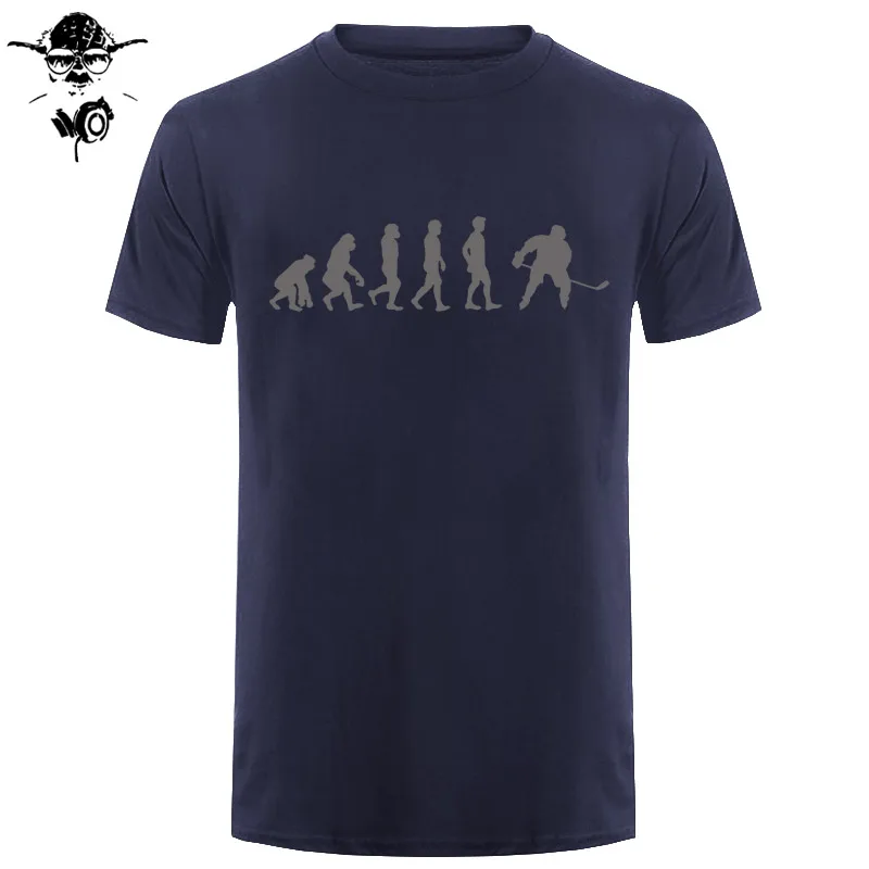 Evolution Of Ice Hockeyer, Молодежный топ, Клубная хлопковая футболка, забавные подарки на день рождения для ледяного хоккейного игрока, Мужская футболка с коротким рукавом, футболка - Цвет: navy gray
