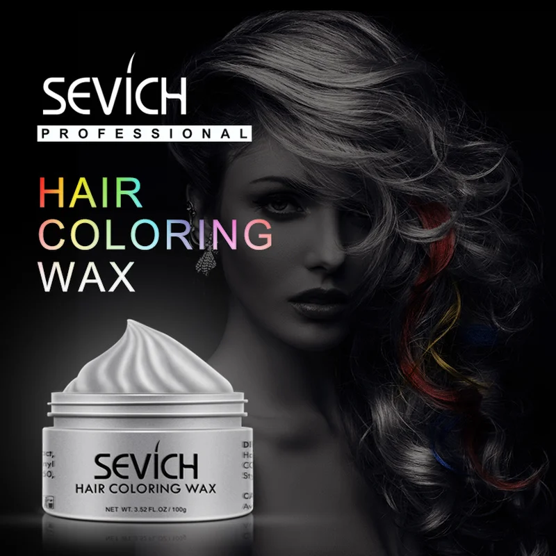 New Sevich Temporary Hair Color Wax Men Diy Mud One-time Molding Paste Dye Cream Hair Gel for Hair Coloring Styling Silver TSLM1