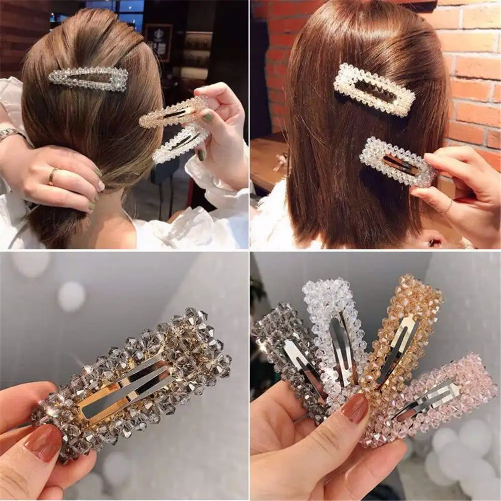 2019 Bling Rectangle Crystal Pearl Hair Clip Snap Barrette Stick Hairpin Hair Styling Accessories For Women 2019 Bling Rectangle Crystal Pearl Hair Clip Snap Barrette Stick Hairpin Hair Styling Accessories For Women