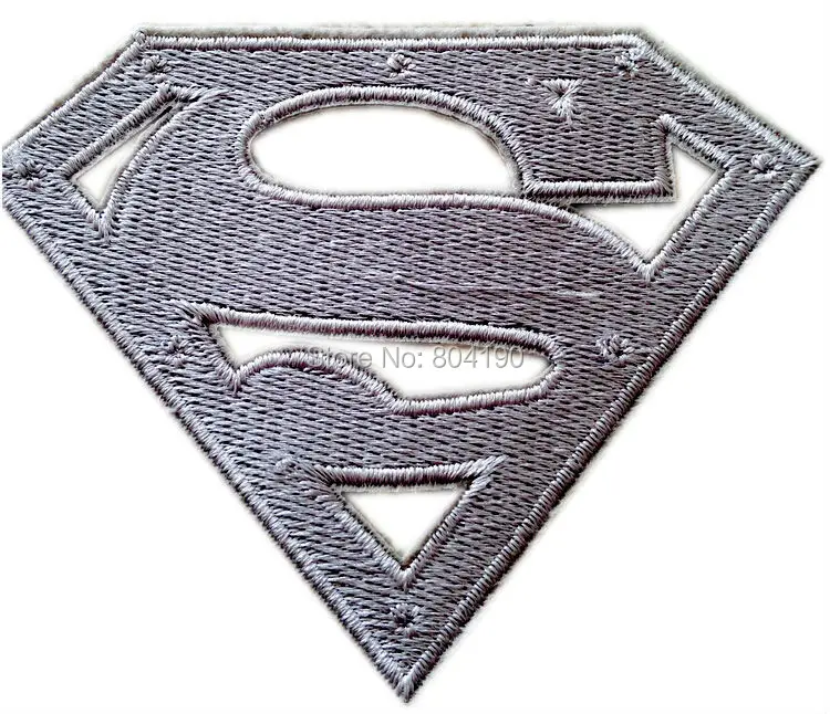 

4" Superman S Die Cut Metal Chest Logo Silver Uniform Logo Animated Movie TV Series Costume Embroidered applique iron on patch