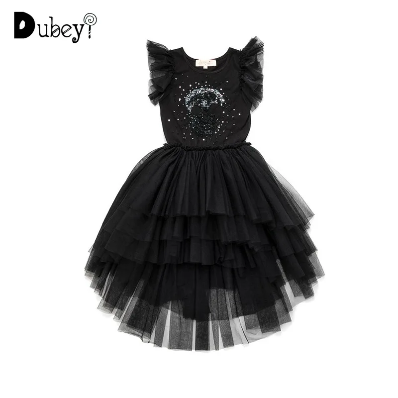 

Tutu Dress with Glitter for Girls Kids Frocks Clothes Black Sequin Beading Embroidery Princess Costume Toddler Girl's Clothing