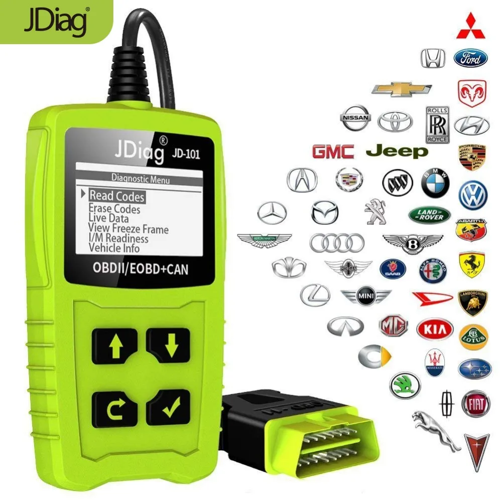 

JDiag JD101 Code Readers Engine Scan Tool Check Engine Light Car Diagnostic Tool OBD2 Scanner Automotriz With Battery Test