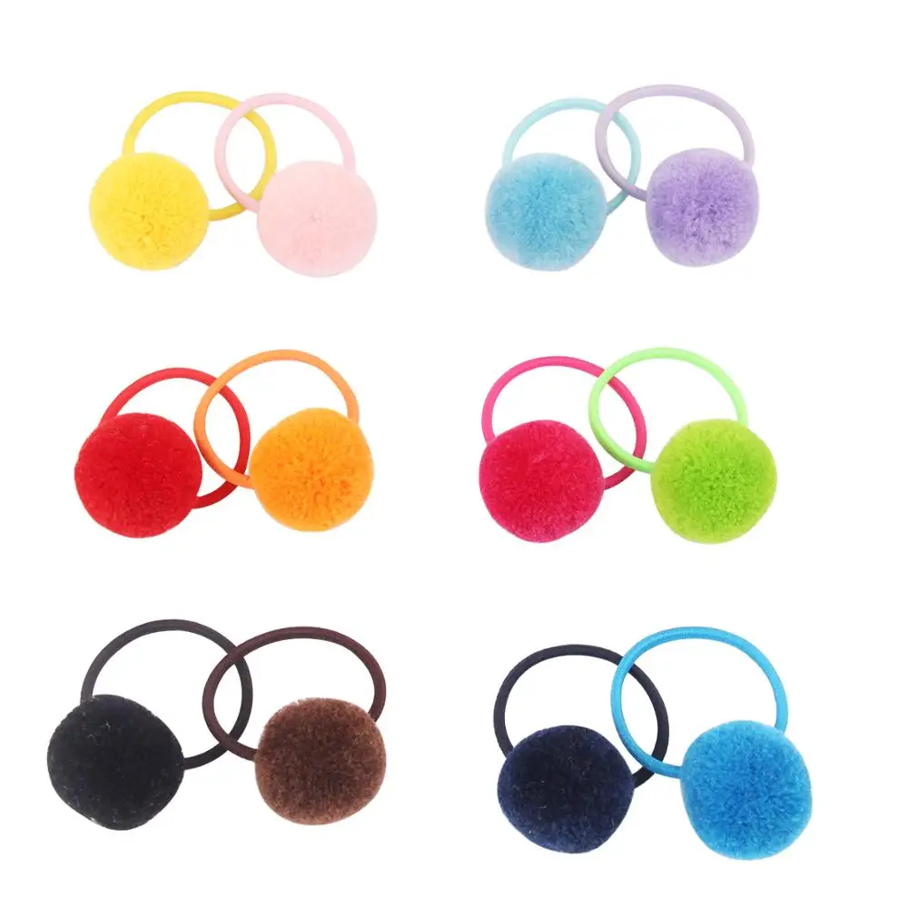 

1 Pairs Pompoms Rubber Bands Hair Ties Ponytail Holders for Baby Girls Kids Elastic Bands Hair Ring Rope Hair Accessories