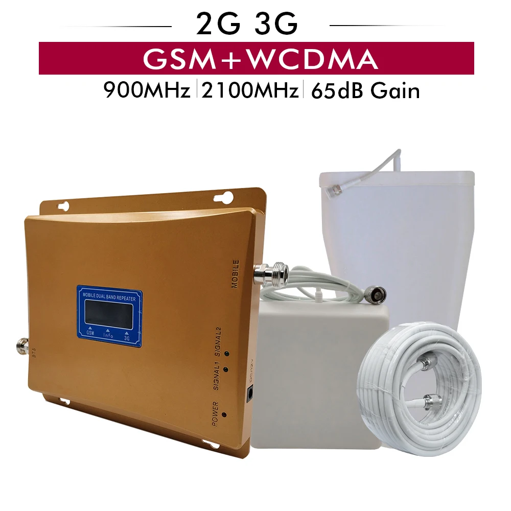 65 дБ усиление ЖК дисплей двухдиапазонный усилитель 2G GSM 900 + 3G UMTS WCDMA 2100