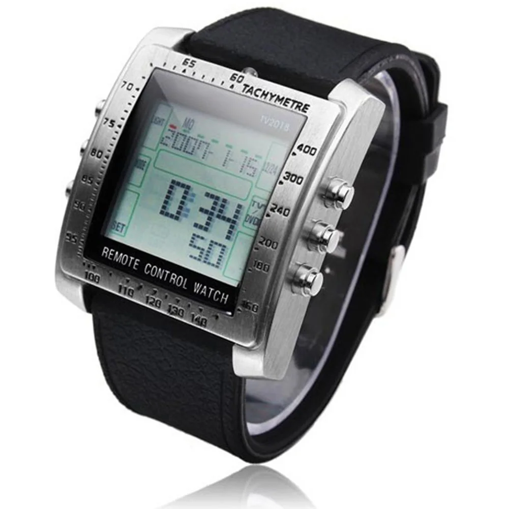 

Men's Wtach Intelligence Sports Clock Remote Control Alarm TV DVD Remote Steel Rubber Sports Wrist Watches reloj mujer