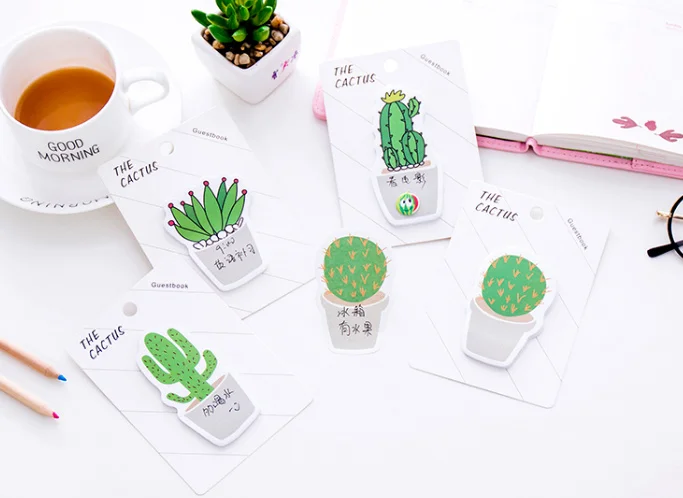 

4pcs Novelty Cactus Self-Adhesive Memo Pad Sticky Notes memo boards Bookmark School Office Supply papelaria