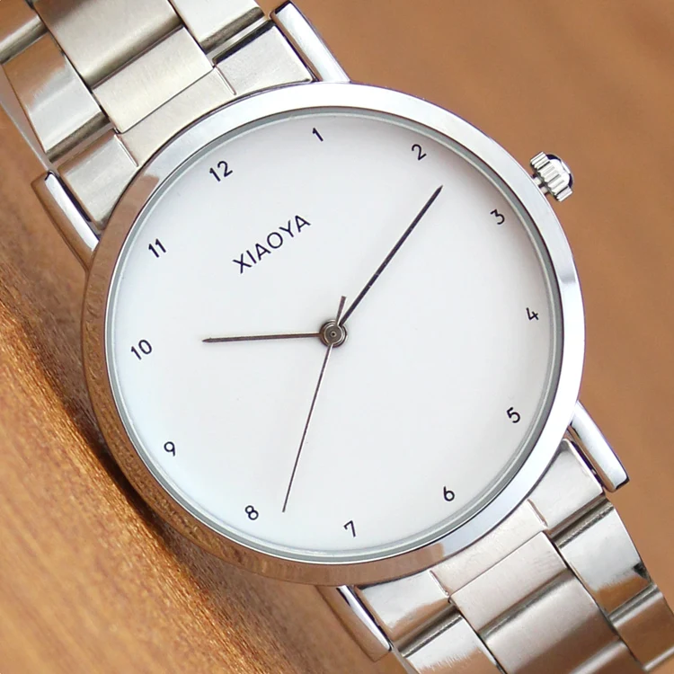 

Fashion Casual Women Men Love's Stainless Steel Watch White Black Dial Business Waterproof Quartz Wristwatch reloj hombre