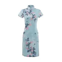 Летнее Новое короткое Цветочное платье ручной работы на пуговицах, традиционное китайское Ципао, женское платье-оверсайз, винтажное