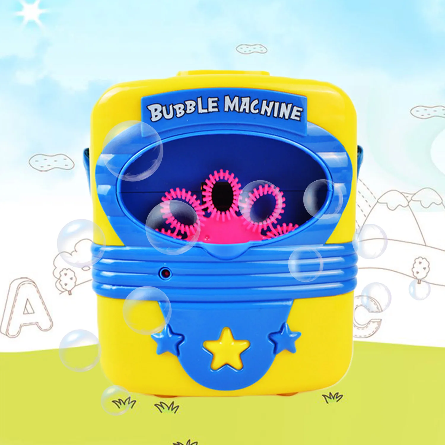 

Kids Rectangle Cartoon Battery Powered Automatic Handy Bubble Machine Electric Soap Bubble Maker Machine Blower Bath Outdoor Toy