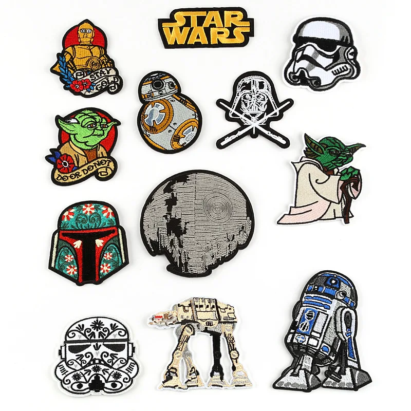 

Classic Star Wars Robot Iron On Patches Yoda Storm Trooper Force Awakens Clothes Patch Badge Accessories diy