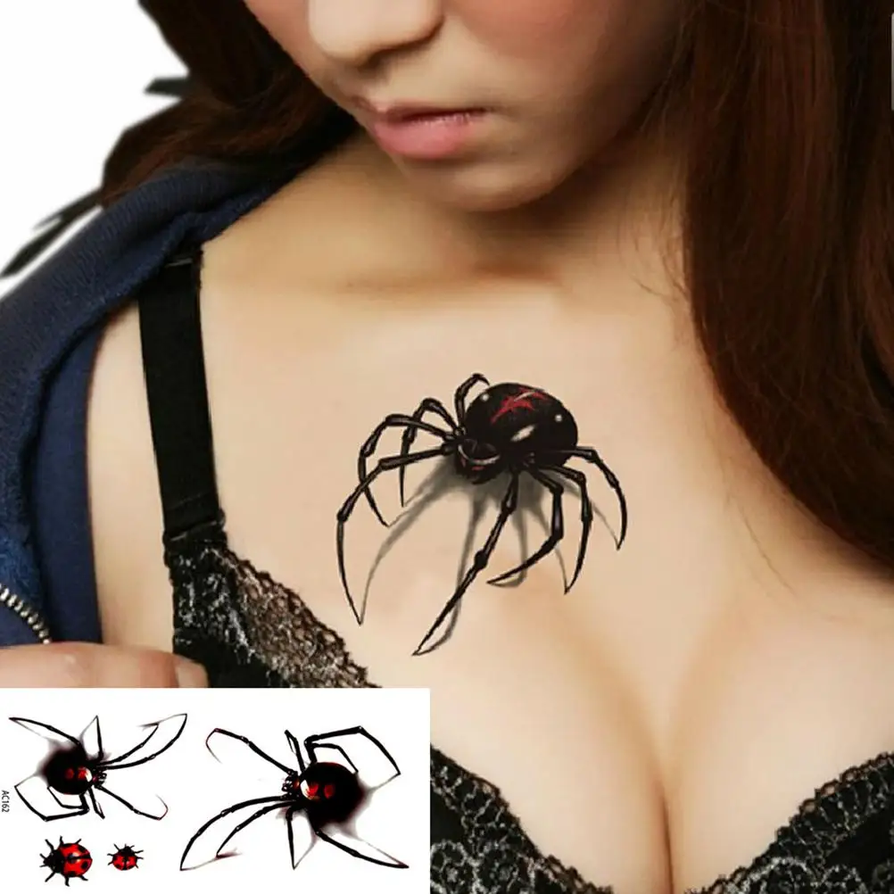 1 шт Водонепроницаемый 3D сексуальные пауки насекомые Переводные татуировки наклейки большой узор