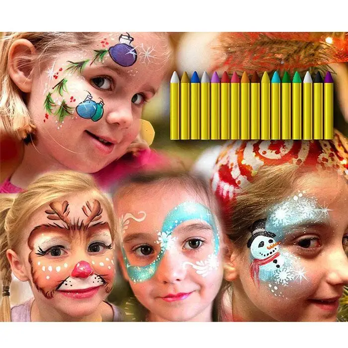 Детские цветные карандаши для лица, набор, масляные краски для тела, 90 г, более 5 лет, клоун, обычные вееры, дьявол, призрак, вечерние