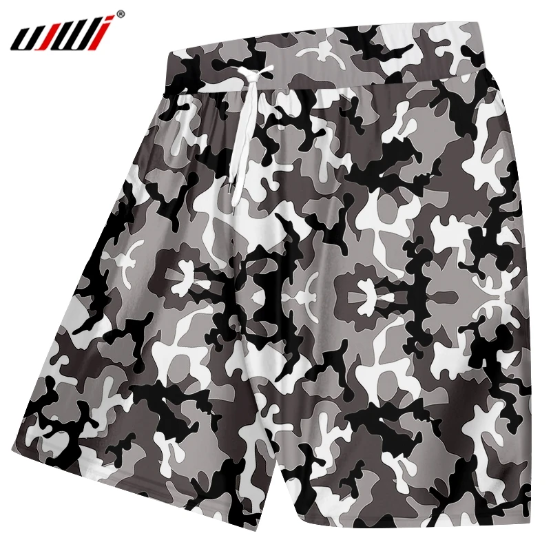 UJWI Человек Быстрый Qry Эластичный Талия черный и белый 3D печатных джунглей камуфляж повседневные Большие размеры Gar Мужские t для мужские пляжные шорты