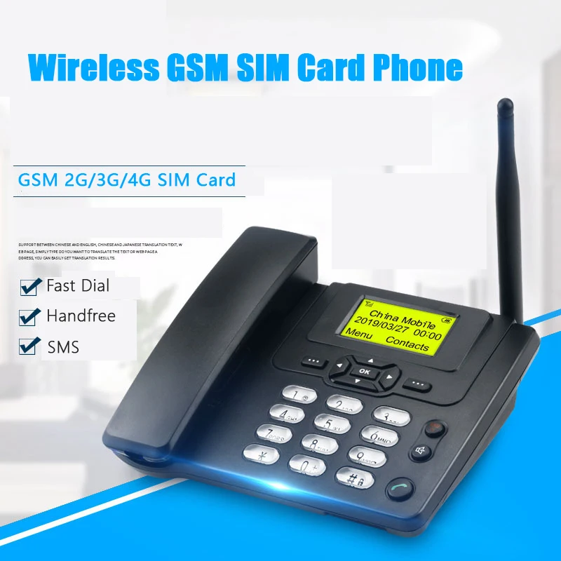 GSM 900/1800 MHz دعم سيم بطاقة الثابتة الهاتف مع راديو FM ID دعوة Handfree الثابت الهاتف الثابتة اللاسلكية الهاتف المنزل الأسود
