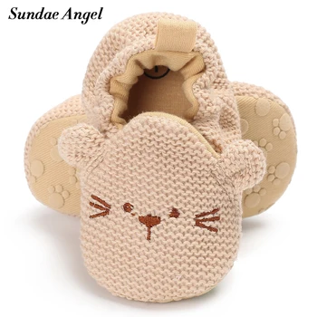 

Sundae Angel baby First Walker Shoes Knitting Soft Sole Slippers Ear Design infant Shoes Girls Non-slip Crib Shoes 0-18 M