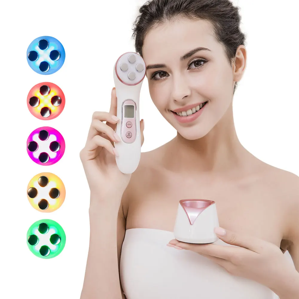  Effective RF Beauty Machine Face Lifting Led Light Therapy Anti Aging EMS Face Neck Massage Blue Li - 32997799658