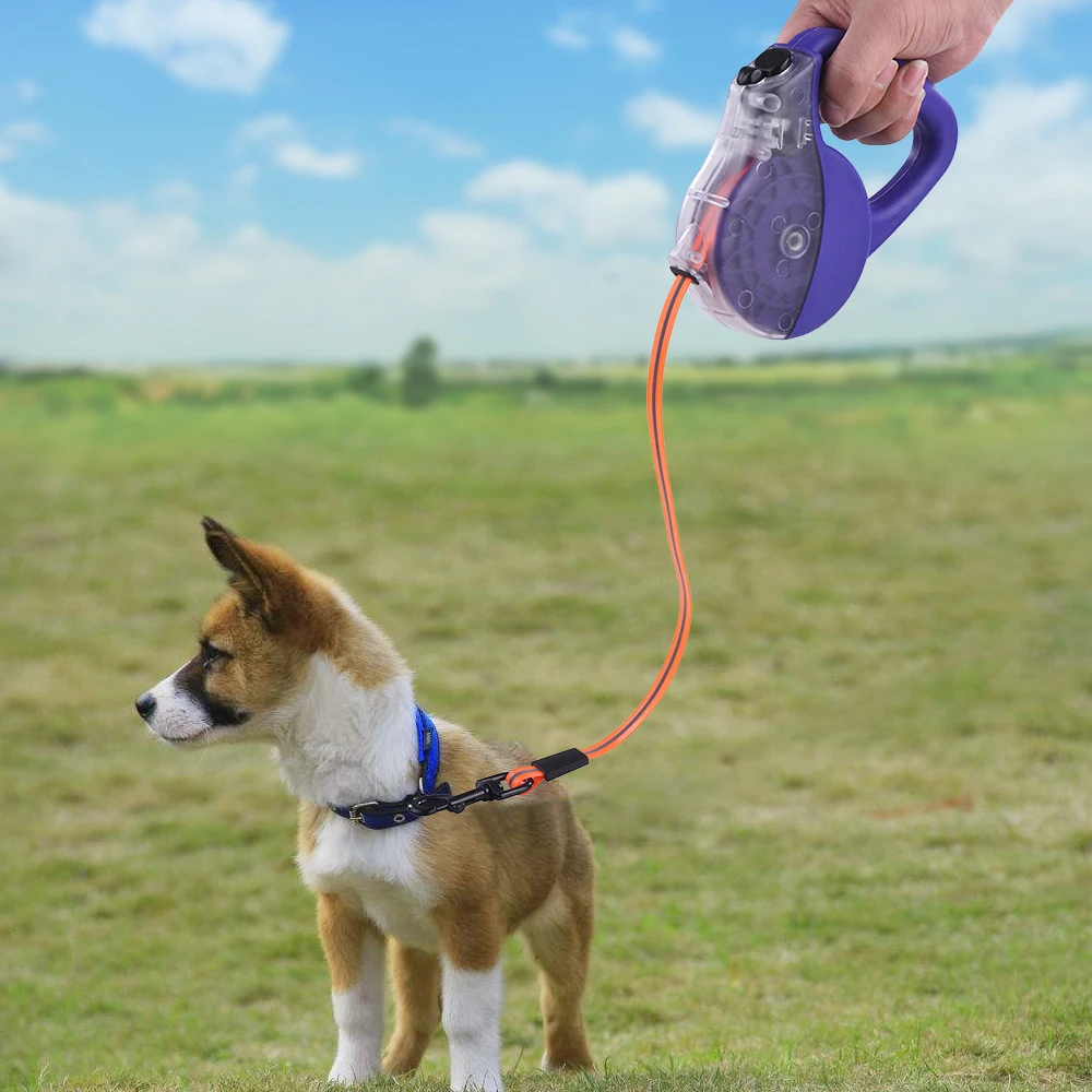 Retractable TPU Reflective Dog Leash Lead Rope Double Button Control