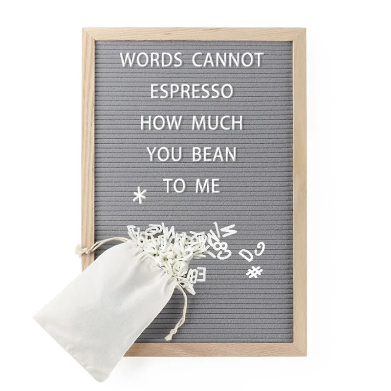 

Felt Cloth Decorative Boards 12*18 inch Home Bar Bakery Coffee Shop Decor Note Board with 340 White Letters Emoji Symbols