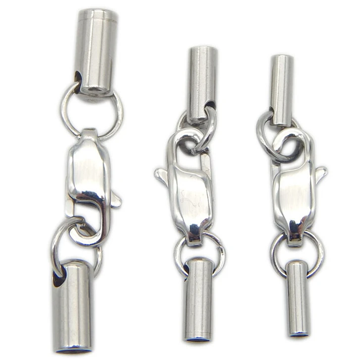 5pcs/lot 2/3/4/5mm Stainless Steel Lobster Clasps End Caps Clasps