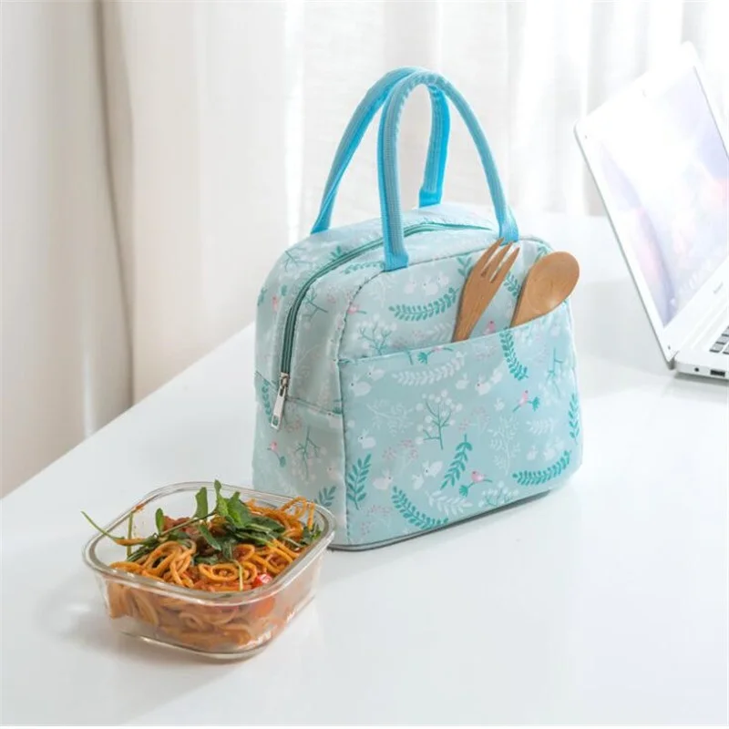 Multi Functional Light Blue Portable Lunch Box Insulated Canvas Lunch