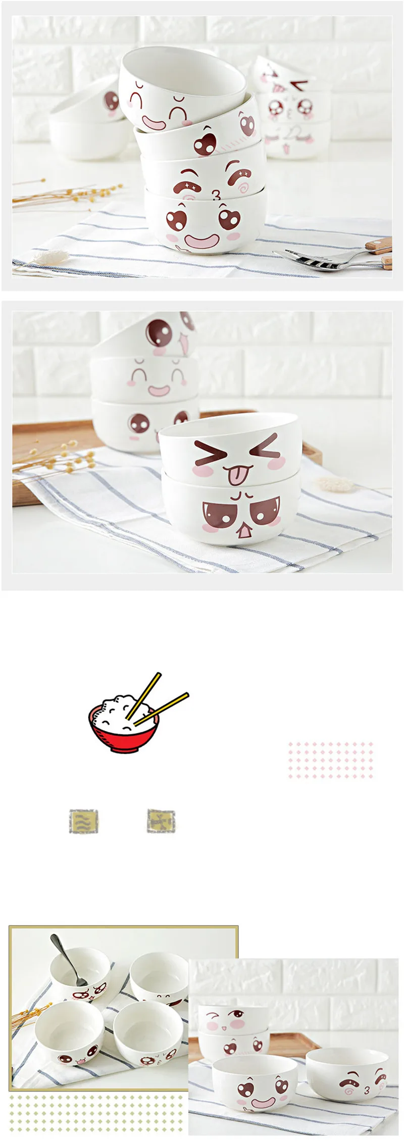 Дешевые студенческие креативные милые Мультяшные выразительные керамические чаши Ramen чаша семейная столовая посуда Корейский Японский Ресторан ремесла